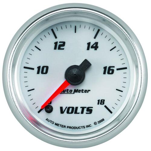 Autometer Gauge, Voltmeter, 2 1/16", 18V, Digital Stepper Motor, White, Pro-Cycle, Pro-Cycle