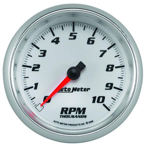 Autometer Gauge, Tachometer, 3 3/8", 10K Rpm, White, Pro-Cycle, Pro-Cycle