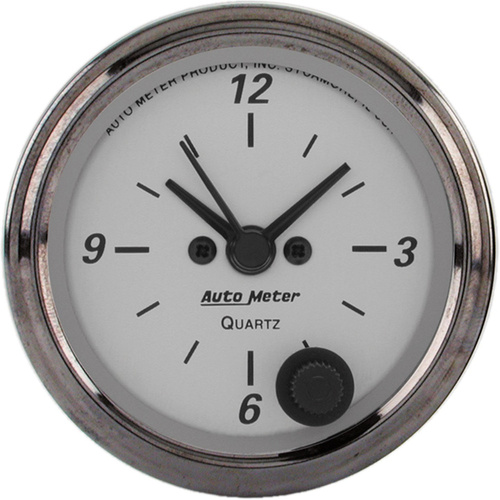 Autometer Gauge, Analog, American Platinum, Clock, 2 1/16 in., 12hr, Each