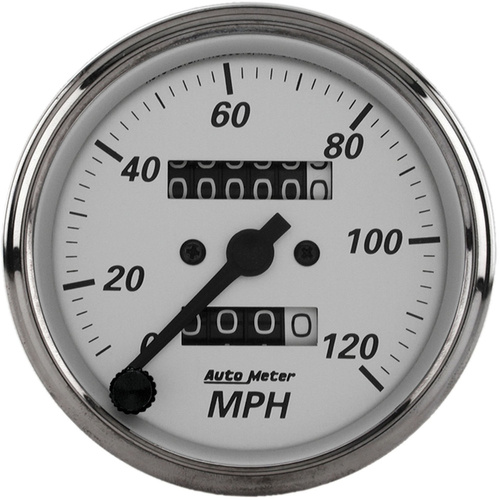 Autometer Gauge, American Platinum, Speedometer, 3 1/8 in., 120mph, Mechanical, Each