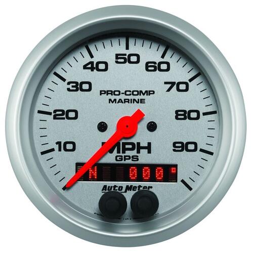 Autometer Gauge, Speedometer, 3 3/8", 100Mph, Gps, Marine Silver, Marine Silver Ultra-Lite