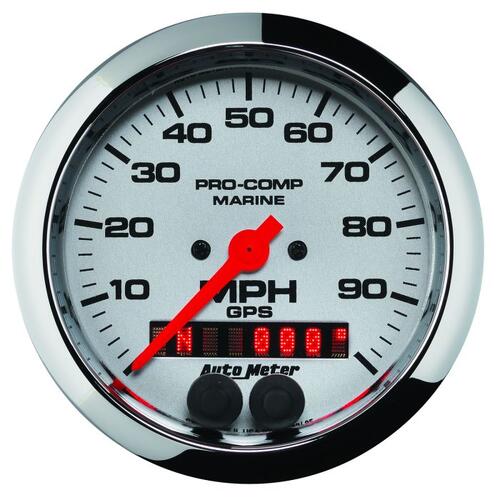 Autometer Gauge, Speedometer, 3 3/8", 100Mph, Gps, Marine Chrome, Marine Chrome Ultra-Lite