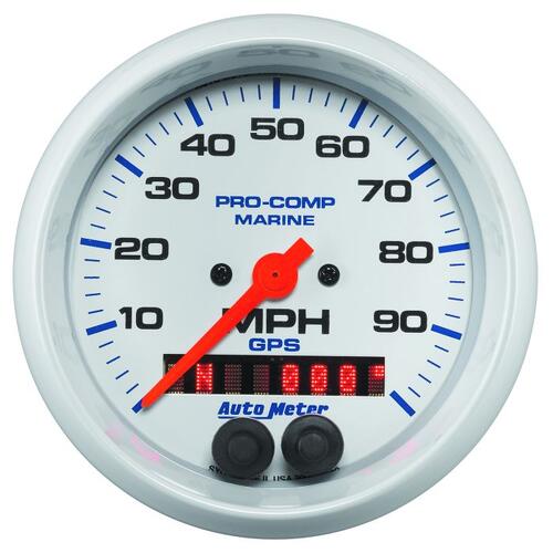 Autometer Gauge, Speedometer, 3 3/8", 100Mph, Gps, Marine White, Marine White
