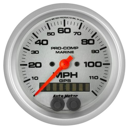 Autometer Gauge, Speedometer, 3 3/8", 120Mph, Gps, Marine Silver, Marine Silver Ultra-Lite