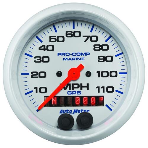 Autometer Gauge, Speedometer, 3 3/8", 120Mph, Gps, Marine White, Marine White