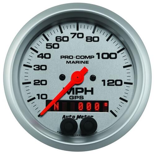 Autometer Gauge, Speedometer, 3 3/8", 140Mph, Gps, Marine Silver, Marine Silver Ultra-Lite