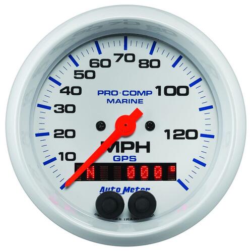 Autometer Gauge, Speedometer, 3 3/8", 140Mph, Gps, Marine White, Marine White