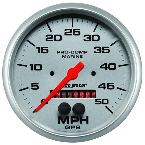 Autometer Gauge, Speedometer, 5", 50Mph, Gps, Marine Silver, Marine Silver Ultra-Lite