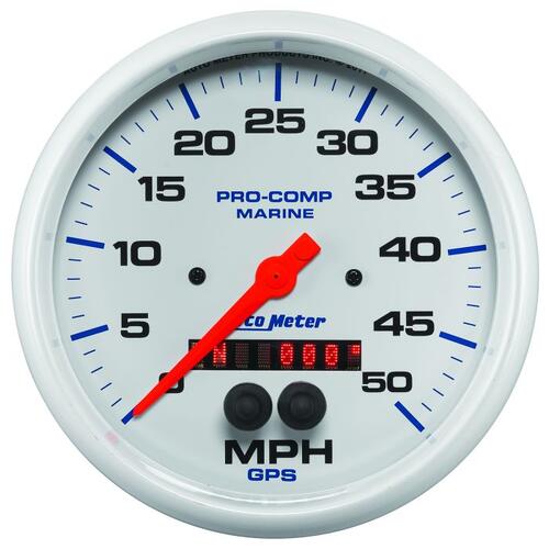 Autometer Gauge, Speedometer, 5", 50Mph, Gps, Marine White, Marine White