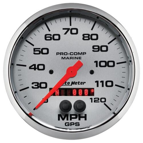 Autometer Gauge, Speedometer, 5", 120Mph, Gps, Marine Chrome, Marine Chrome Ultra-Lite