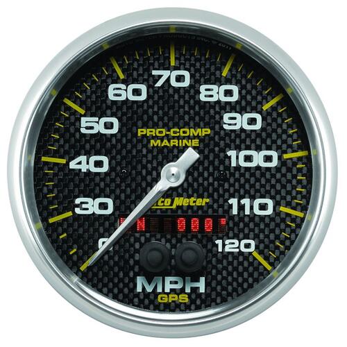 Autometer Gauge, Speedometer, 5", 120Mph, Gps, Marine Carbon Fiber, Marine Carbon Fiber