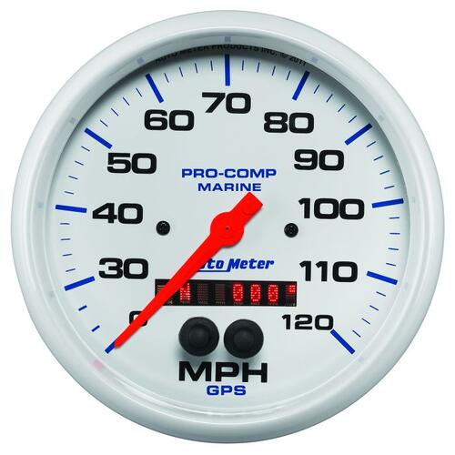 Autometer Gauge, Speedometer, 5", 120Mph, Gps, Marine White, Marine White