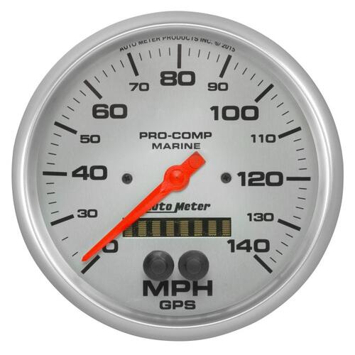 Autometer Gauge, Speedometer, 5", 140Mph, Gps, Marine Silver, Marine Silver Ultra-Lite