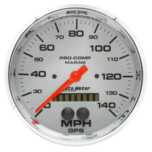 Autometer Gauge, Speedometer, 5", 140Mph, Gps, Marine Chrome, Marine Chrome Ultra-Lite