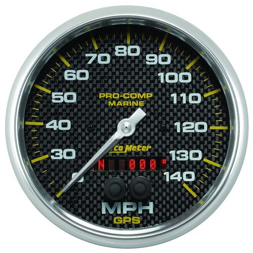 Autometer Gauge, Speedometer, 5", 140Mph, Gps, Marine Carbon Fiber, Marine Carbon Fiber