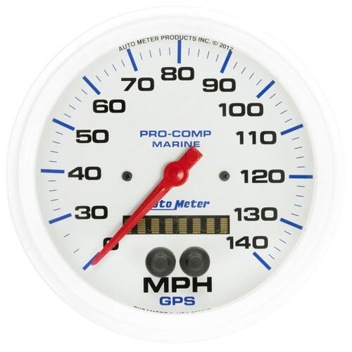 Autometer Gauge, Speedometer, 5", 140Mph, Gps, Marine White, Marine White