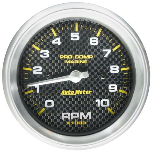 Autometer Gauge, Tachometer, 3 3/8", 10K Rpm, Marine Carbon Fiber, Marine Carbon Fiber