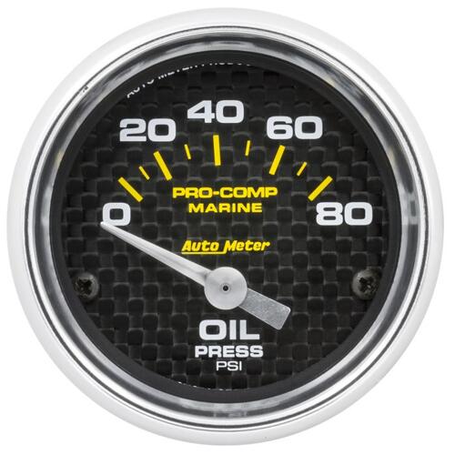 Autometer Gauge, Oil Pressure, 2 1/16", 80Psi, Electric, Marine Carbon Fiber, Marine Carbon Fiber