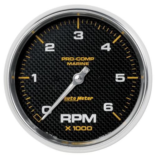 Autometer Gauge, Tachometer, 5", 6K Rpm, Marine Carbon Fiber, Marine Carbon Fiber