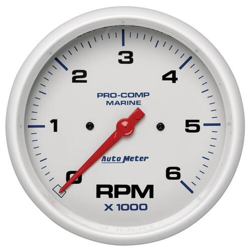 Autometer Gauge, Tachometer, 5", 6K Rpm, Marine White, Marine White