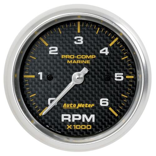 Autometer Gauge, Tachometer, 3 3/8", 6K Rpm, Marine Carbon Fiber, Marine Carbon Fiber