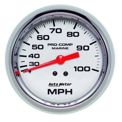 Autometer Gauge, Speedometer, 3 3/8", 100Mph, Mechanical, Marine Chrome, Marine Chrome Ultra-Lite
