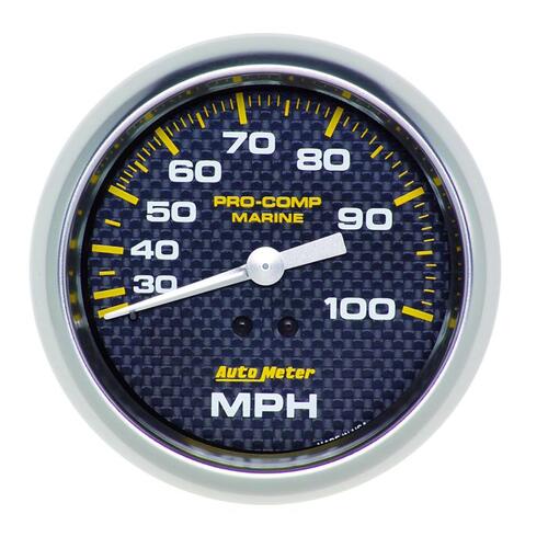 Autometer Gauge, Speedometer, 3 3/8", 100Mph, Mechanical, Marine Carbon Fiber, Marine Carbon Fiber