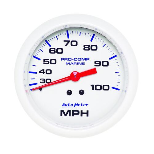 Autometer Gauge, Speedometer, 3 3/8", 100Mph, Mechanical, Marine White, Marine White