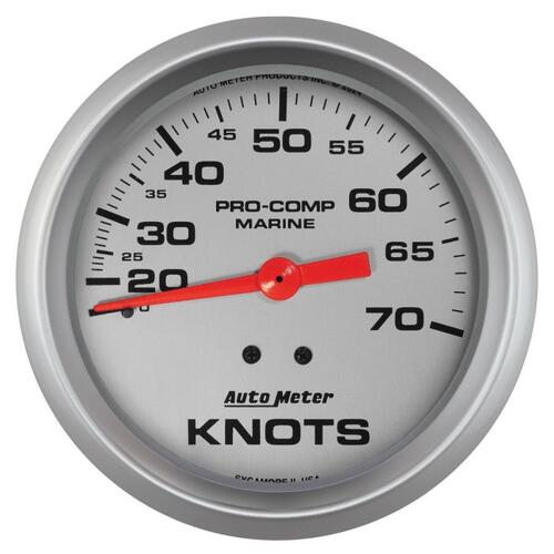Autometer Gauge, Speedometer, 3 3/8", 70 Knots, Mechanical, Marine Silver, Marine Silver Ultra-Lite