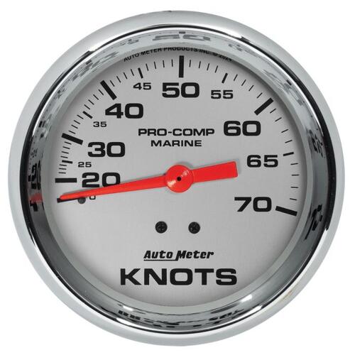 Autometer Gauge, Speedometer, 3 3/8", 70 Knots, Mechanical, Marine Chrome, Marine Chrome Ultra-Lite
