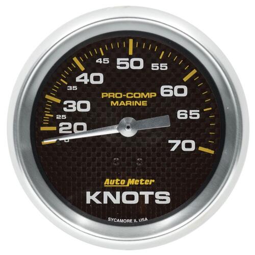 Autometer Gauge, Speedometer, 3 3/8", 70 Knots, Mechanical, Marine Carbon Fiber, Marine Carbon Fiber