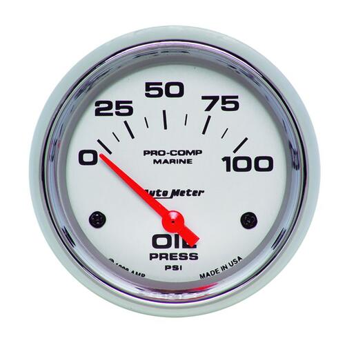 Autometer Gauge, Oil Pressure, 2 5/8", 100Psi, Electric, Marine Chrome, Marine Chrome Ultra-Lite
