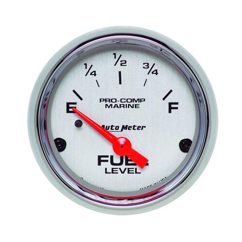 Autometer Gauge, Fuel Level, 2 1/16", 240Ωe To 33Ωf, Elec, Marine Chrome , Marine Chrome Ultra-Lite