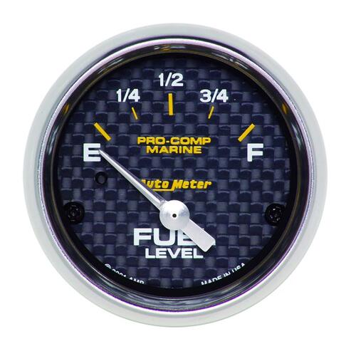 Autometer Gauge, Fuel Level, 2 1/16", 240Ωe To 33Ωf, Elec, Marine Carbon Fiber, Marine Carbon Fiber