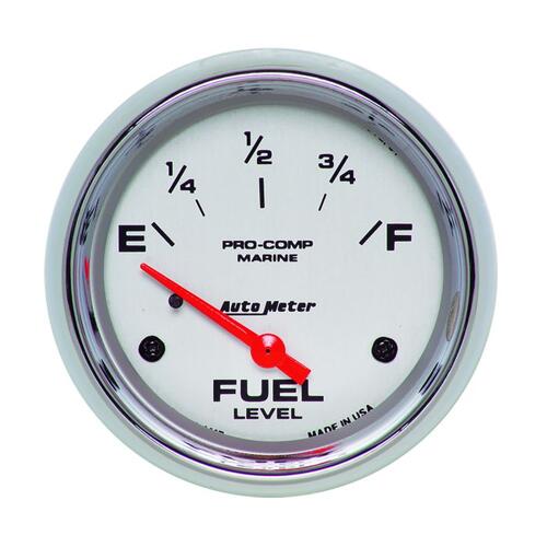 Autometer Gauge, Fuel Level, 2 5/8", 240Ωe To 33Ωf, Elec, Marine Chrome , Marine Chrome Ultra-Lite