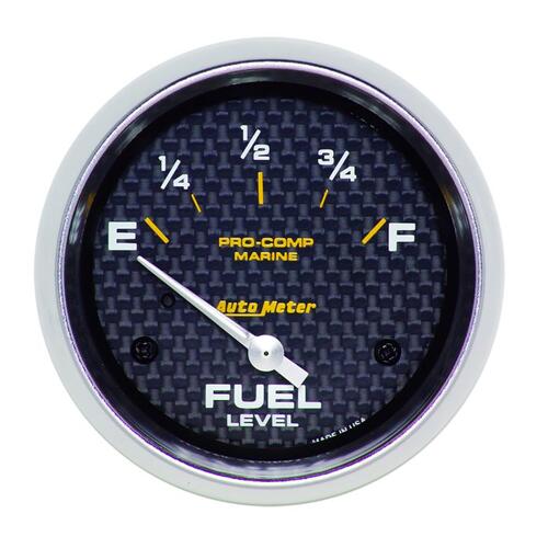Autometer Gauge, Fuel Level, 2 5/8", 240Ωe To 33Ωf, Elec, Marine Carbon Fiber, Marine Carbon Fiber