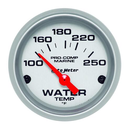 Autometer Gauge, Water Temp, 2 1/16", 100-250ºf, Electric, Marine Silver, Marine Silver Ultra-Lite