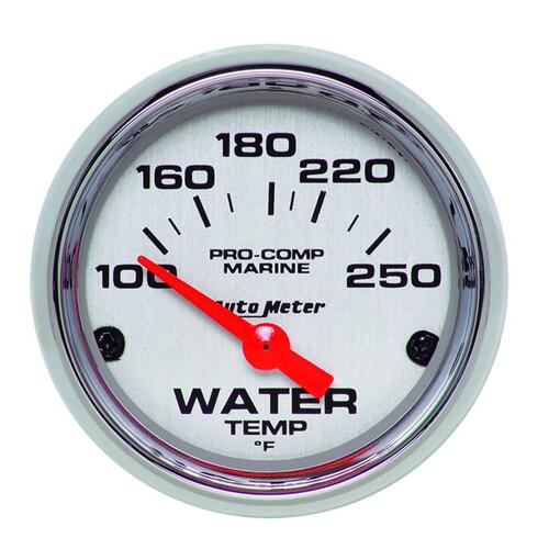 Autometer Gauge, Water Temp, 2 1/16", 100-250ºf, Electric, Marine Chrome, Marine Chrome Ultra-Lite