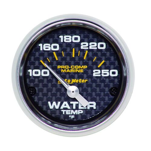 Autometer Gauge, Water Temp, 2 1/16", 100-250ºf, Electric, Marine Carbon Fiber, Marine Carbon Fiber