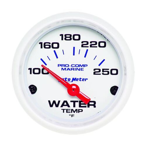 Autometer Gauge, Water Temp, 2 1/16", 100-250ºf, Electric, Marine White, Marine White