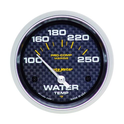 Autometer Gauge, Water Temp, 2 5/8", 100-250ºf, Electric, Marine Carbon Fiber, Marine Carbon Fiber