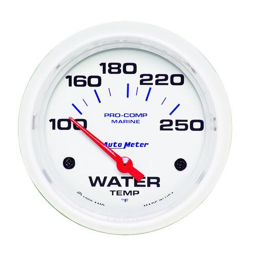 Autometer Gauge, Water Temp, 2 5/8", 100-250ºf, Electric, Marine White, Marine White