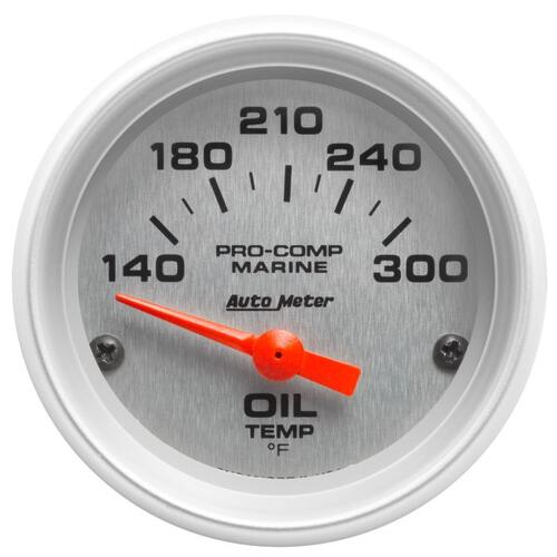 Autometer Gauge, Oil Temp, 2 1/16", 140-300ºf, Electric, Marine Silver, Marine Silver Ultra-Lite