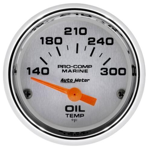Autometer Gauge, Oil Temp, 2 1/16", 140-300ºf, Electric, Marine Chrome, Marine Chrome Ultra-Lite