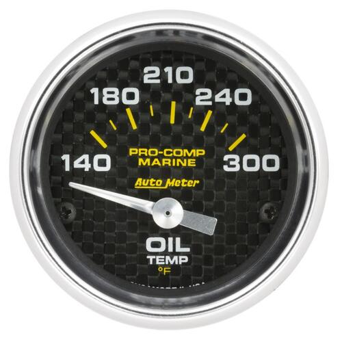 Autometer Gauge, Oil Temp, 2 1/16", 140-300ºf, Electric, Marine Carbon Fiber, Marine Carbon Fiber