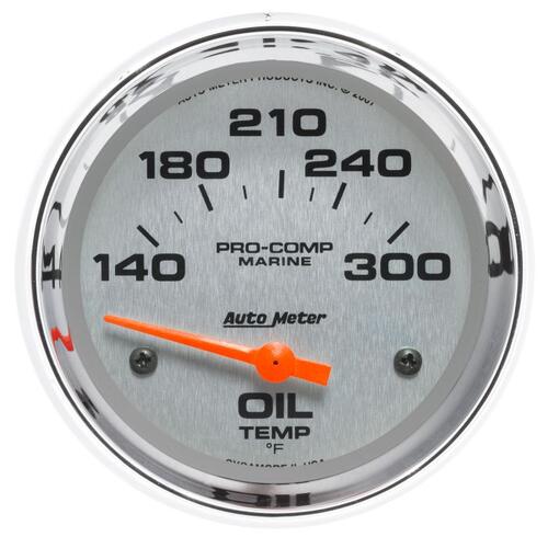 Autometer Gauge, Oil Temp, 2 5/8", 140-300ºf, Electric, Marine Chrome, Marine Chrome Ultra-Lite