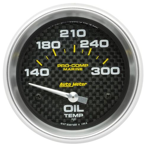 Autometer Gauge, Oil Temp, 2 5/8", 140-300ºf, Electric, Marine Carbon Fiber, Marine Carbon Fiber