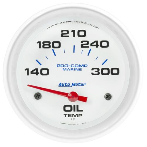 Autometer Gauge, Oil Temp, 2 5/8", 140-300ºf, Electric, Marine White, Marine White