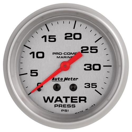 Autometer Gauge, Water Press, 2 5/8", 35Psi, Mechanical, Marine Silver, Marine Silver Ultra-Lite
