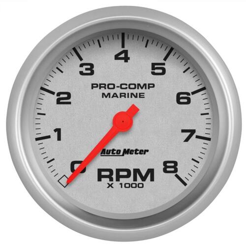 Autometer Gauge, Tachometer, 3 3/8", 8K Rpm, Marine Silver, Marine Silver Ultra-Lite